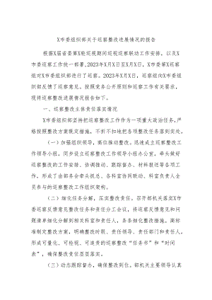 X市委组织部关于巡察整改进展情况的报告.docx