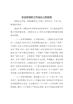 在全区组织工作会议上的发言&镇长在经济工作会议上的讲话.docx