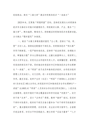 经验做法：做实“三篇文章”激活村级集体经济“一池春水”.docx