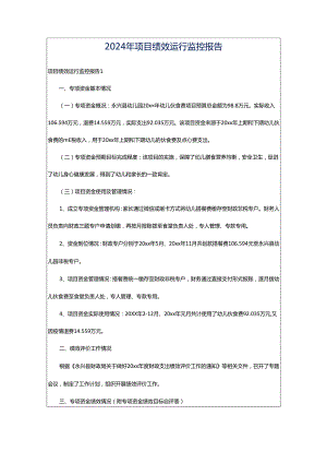 2024年项目绩效运行监控报告.docx