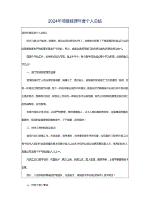 2024年项目经理年度个人总结.docx