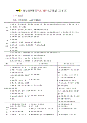体育与健康5年级 跨越式跳高 大单元教学设计18课时教案.docx