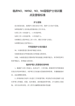 临床N0、N1、N2、N3、N4层级护士培训重点及晋级标准.docx