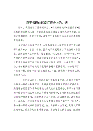 在巡察汇报会上的讲话（县委书记）.docx