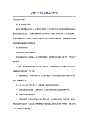 2024年项目实施工作计划.docx
