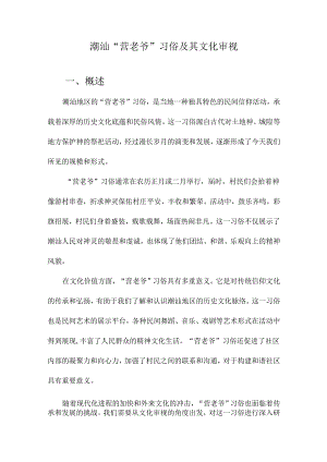 潮汕“营老爷”习俗及其文化审视.docx
