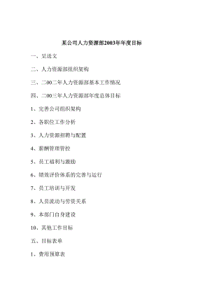 XX企业人力资源部年度目标.docx