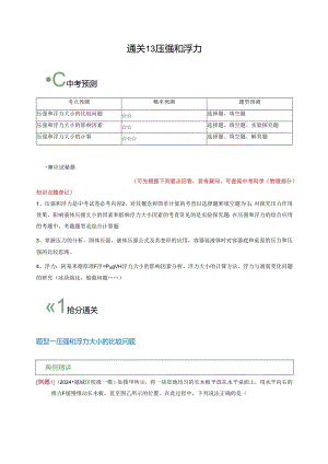 通关13 压强与浮力（解析版）.docx