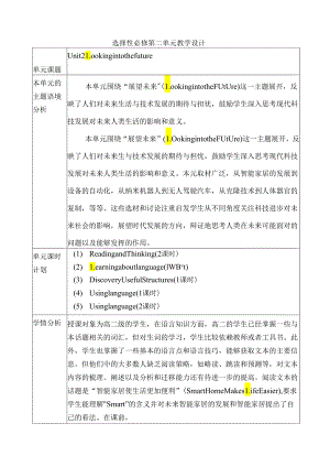 2023-2024学年人教版（2019）选择性必修 第一册Unit 2 Looking into the Future教学设计.docx