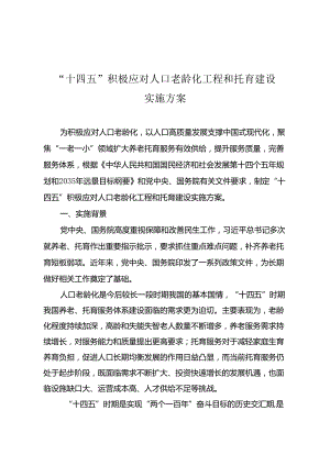 “十四五”积极应对人口老龄化工程和托育建设实施方案（2024）.docx