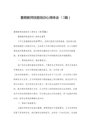 暑期教师技能培训心得体会（3篇）.docx