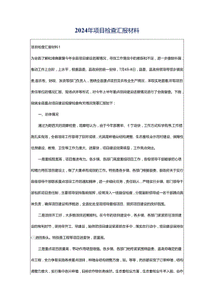 2024年项目检查汇报材料.docx