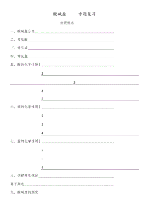 人教版九年级下册 第十单元 酸碱盐 专题练习（无答案）.docx