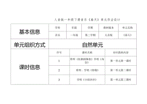 人音版一年级下册音乐《春天》单元作业设计 (优质案例8页).docx