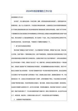 2024年项目管理的工作计划.docx