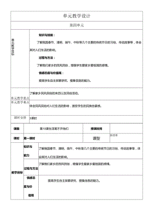 部编版四年级下册道德与法治我们当地的风俗教学设计.docx