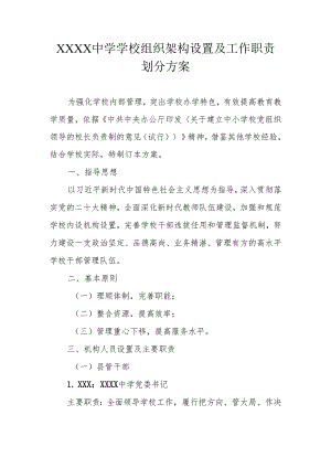 中学学校组织架构设置及工作职责划分方案.docx