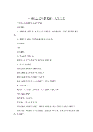 中班社会活动教案猪太太生宝宝.docx