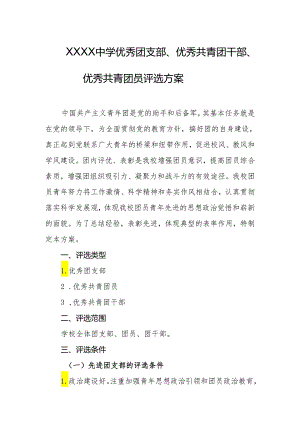 中学优秀团支部、优秀共青团干部、优秀共青团员评选方案.docx