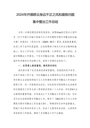 2024年发改委开展群众身边不正之风和腐败问题集中整治工作总结.docx