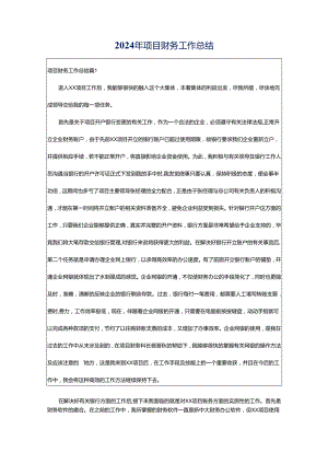 2024年项目财务工作总结.docx