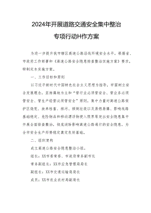 2024年全市开展道路交通安全集中整治专项行动工作方案.docx