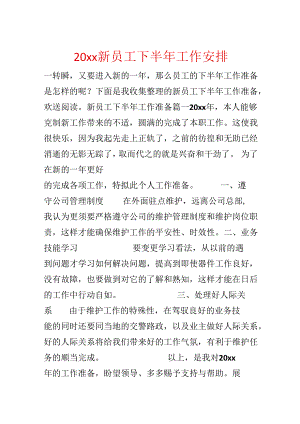 20xx新员工下半年工作计划.docx
