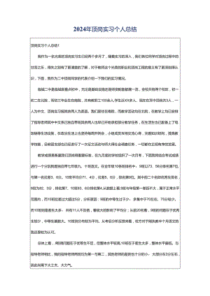 2024年顶岗实习个人总结.docx