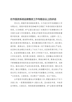 在市国资系统巡察整改工作专题会议上的讲话&区档案馆机关支部关于巡察整改情况的报告.docx