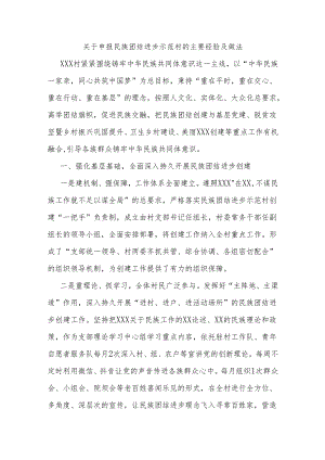 关于申报民族团结进步示范村的主要经验及做法.docx