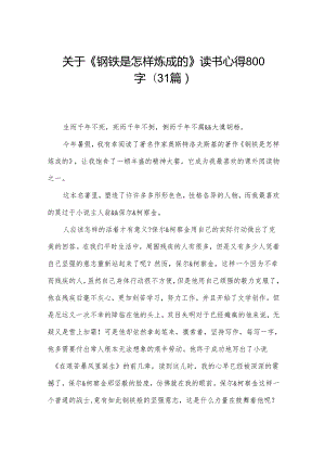 关于《钢铁是怎样炼成的》读书心得800字（31篇）.docx