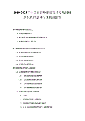 2019-2025年中国肩膀矫形器市场专项调研及投资前景可行性预测报告.docx
