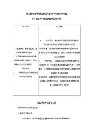 2023-2024学年 人教版 必修二种群基因组成的变化 学案.docx