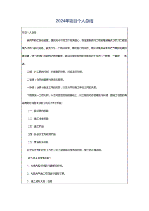 2024年项目个人总结.docx