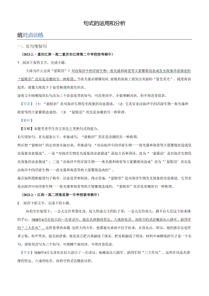考点5 句式的运用和分析 对点训练（解析版）.docx