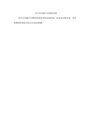 乐不尽兴愁不尽情的意思.docx