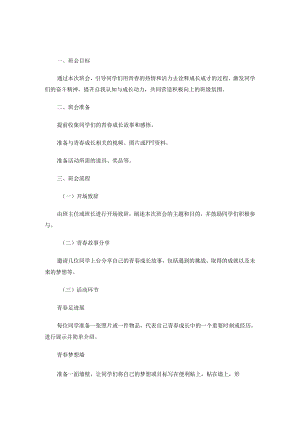 用青春诠释成长成才主题班会方案.docx