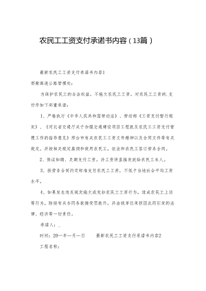 农民工工资支付承诺书内容（13篇）.docx