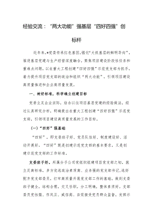 经验做法：“两大功能”强基层 “四好四强”创标杆.docx