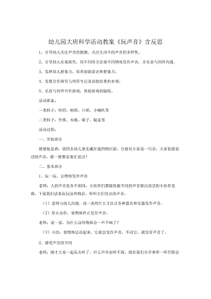 幼儿园大班科学活动教案《玩声音》含反思.docx