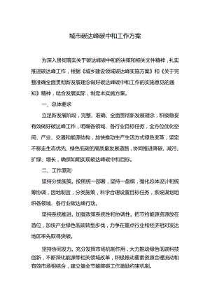 城市碳达峰碳中和工作方案.docx