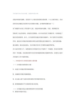 乡村振兴审计存在问题、思路和对策分析.docx