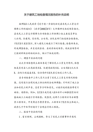 关于建筑工地检查情况报告的补充说明.docx