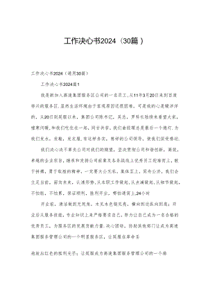 工作决心书2024（30篇）.docx