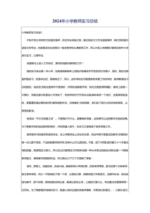2024年小学教师实习总结.docx