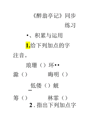 28醉翁亭记同步练习(含答案).docx