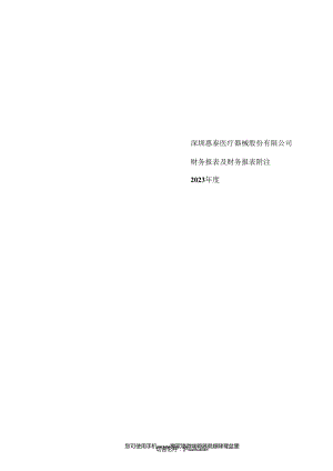 深圳惠泰医疗器械股份有限公司2023年度财务报表及财务报表附注.docx
