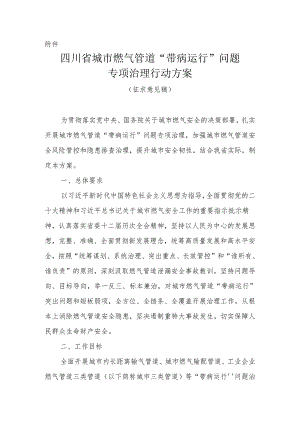 四川省城市燃气管道“带病运行”问题专项治理行动方案（征求意见稿）.docx