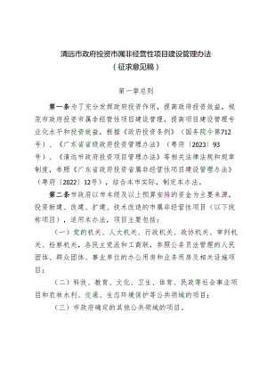清远市政府投资市属非经营性项目建设管理办法（征求意见稿）.docx