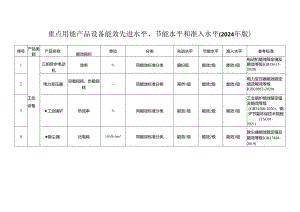 重点用能产品设备能效先进水平、节能水平和准入水平（2024 年版）.docx